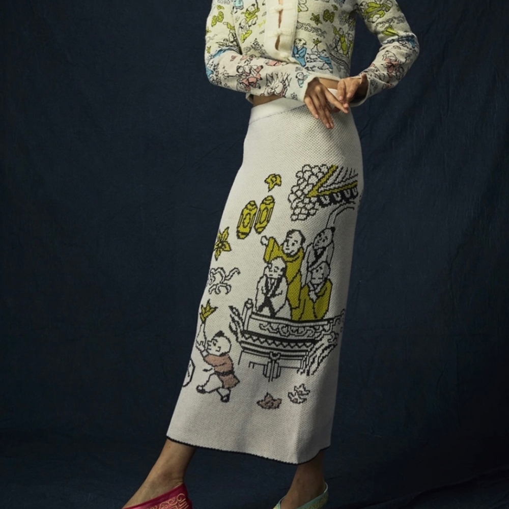 YanYan Knits 'Laza' skirt in Ivory